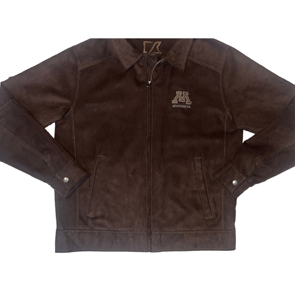 University Of Minnesota Brown Suede Jacket CUTTER & BUCK embroidered Size S - Picture 12 of 12